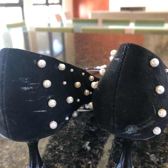 Zara black suede heel with pearl adornment - Picture 5 of 6